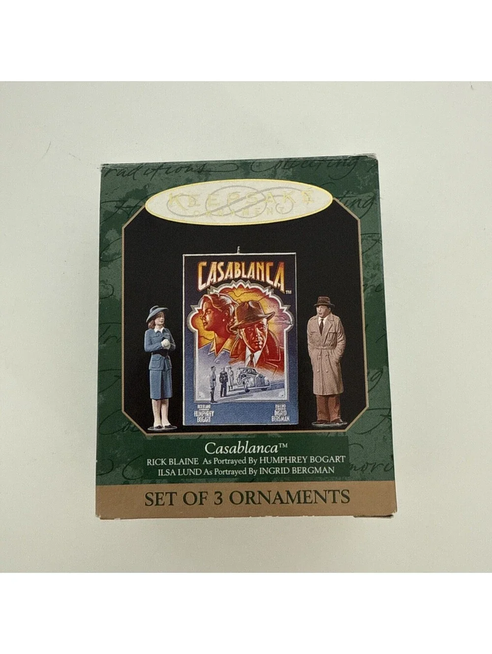 VTG Hallmark Keepsake Christmas Ornament 1997 CASABLANCA Set of 3 Bogart Bergman